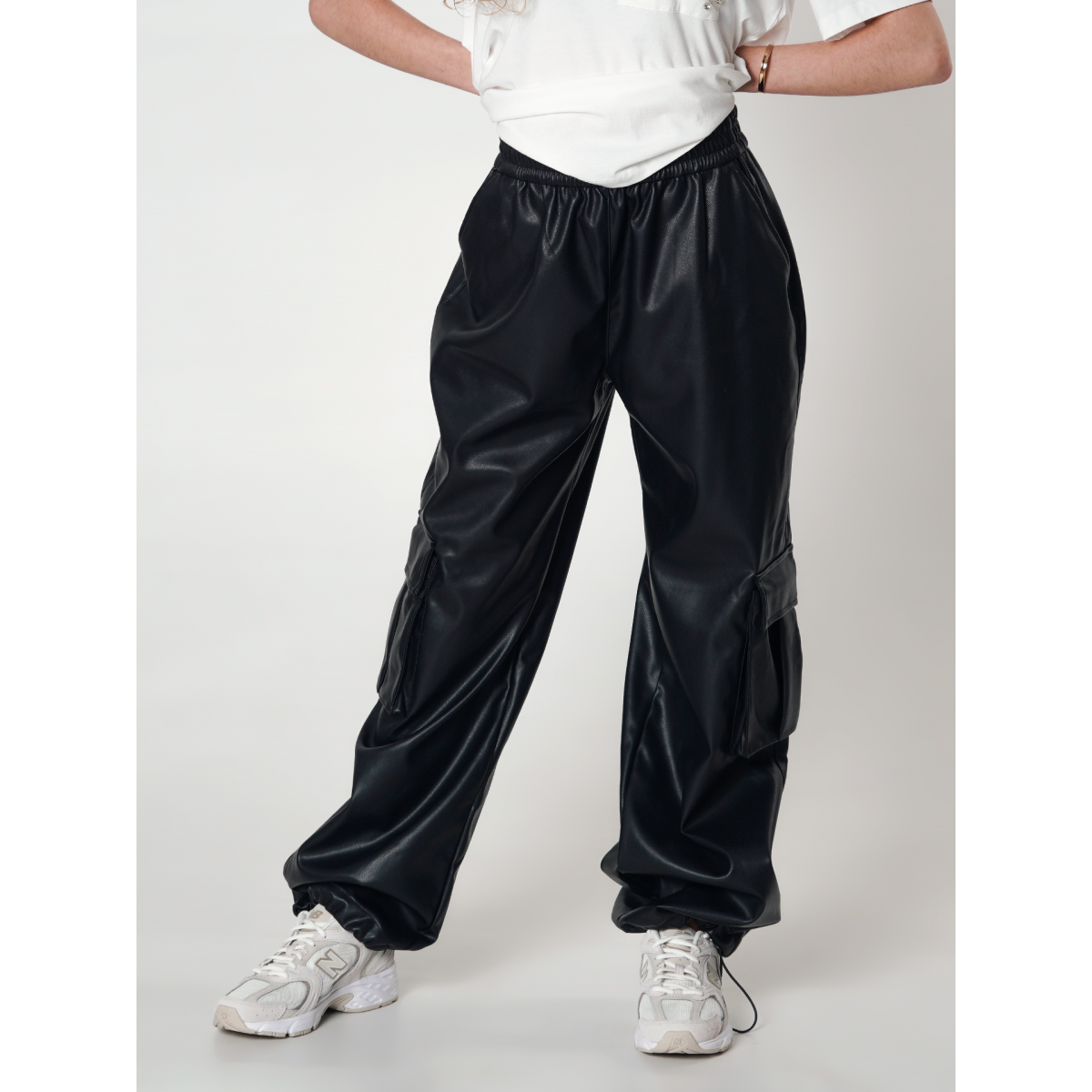 Only | 15305822-BLACK Online Otw Trousers Trackpants - Faux BZR Heidi Leather